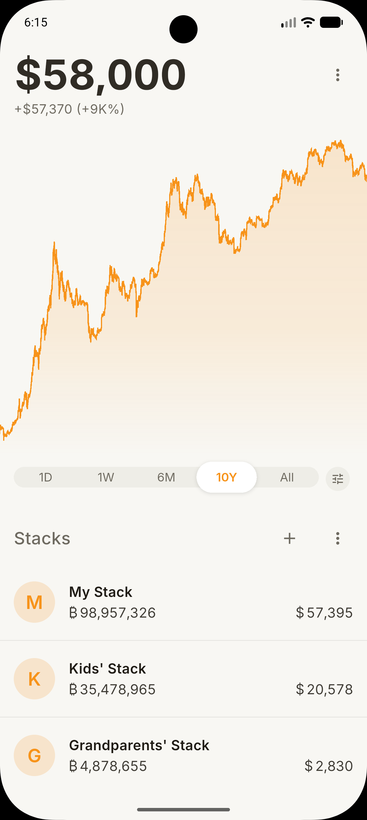Open Bitcoin Tracker — Paper Cream screen